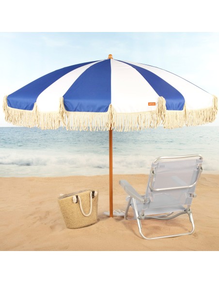 Aktive Guarda-sol de praia 200 cm náutico com franjas | Distria