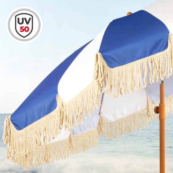Aktive Guarda-sol de praia 200 cm náutico com franjas | Distria