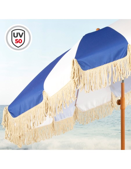 Aktive Guarda-sol de praia 200 cm náutico com franjas | Distria
