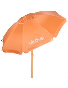 Guarda-sol de praia Ø220 cm laranja ventilado UV50 Aktive | Distria