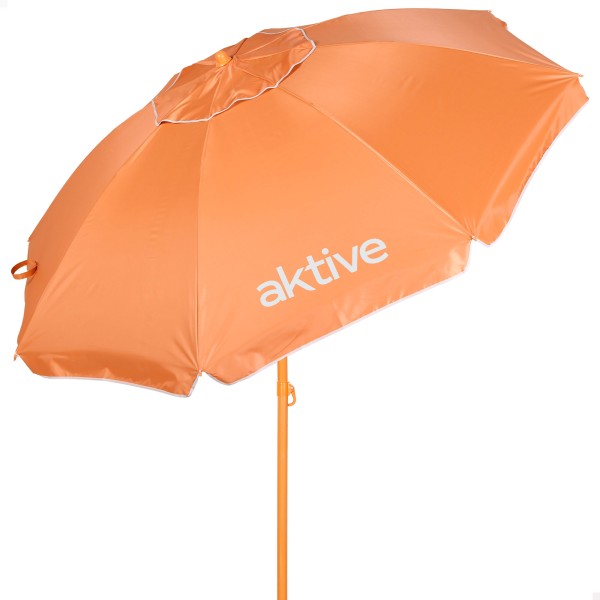 Guarda-sol de praia Ø220 cm laranja ventilado UV50 Aktive | Distria