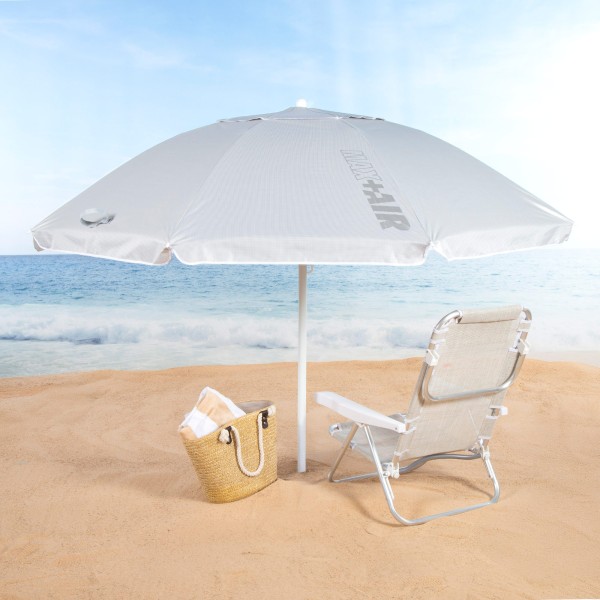 Guarda-sol de praia cinza D200 cm UV50 Aktive | Distria