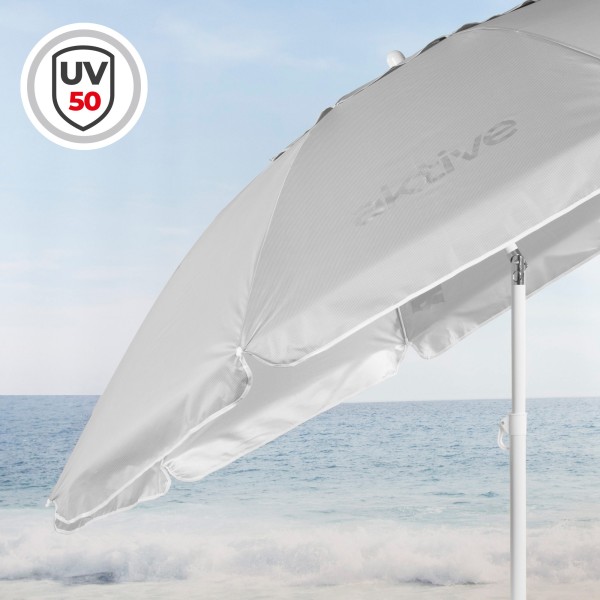 Guarda-sol de praia cinza D200 cm UV50 Aktive | Distria