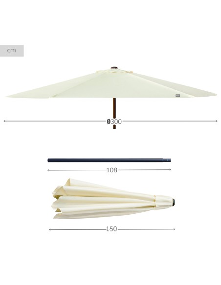 Guarda-sol terraço Ø300 cm creme - Guarda-sóis | Distria