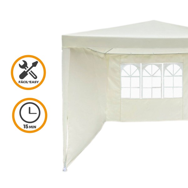 Gazebo de jardim em poliéster branco | Distria