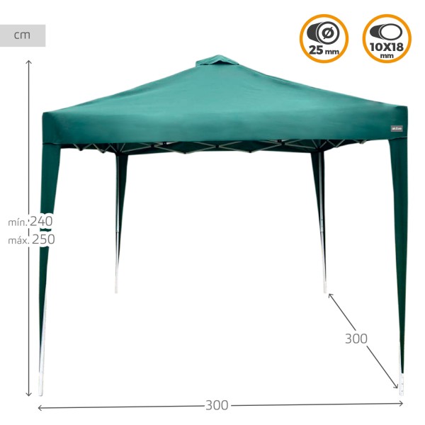 Gazebo de jardim dobrável 3x3m | Distria