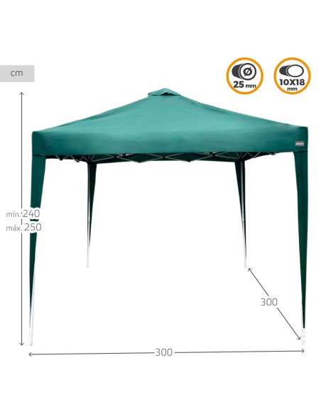Gazebo de jardim dobrável 3x3m | Distria
