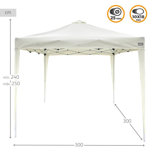 Gazebo de jardim dobrável de 3x3 m | Distria