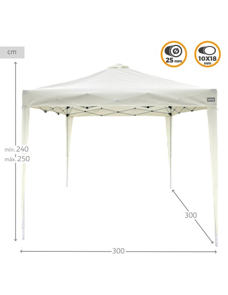 Gazebo de jardim dobrável de 3x3 m | Distria