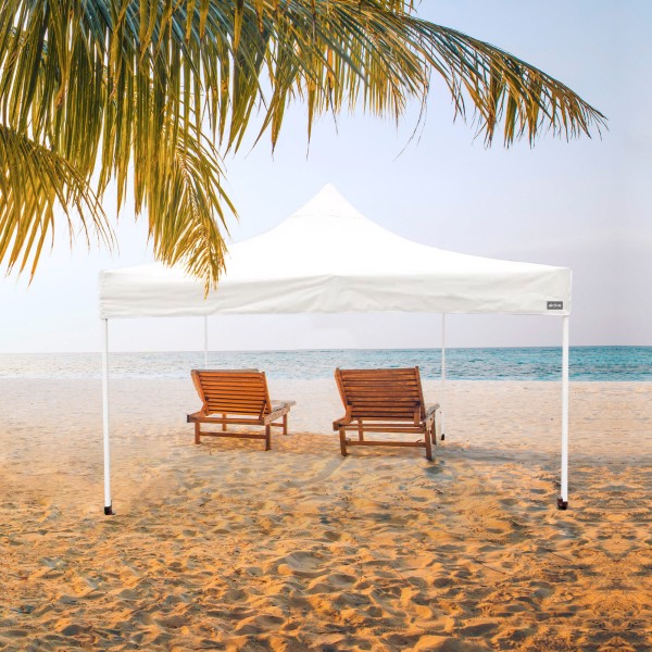 Gazebo dobrável e regulável em altura em branco | Distria