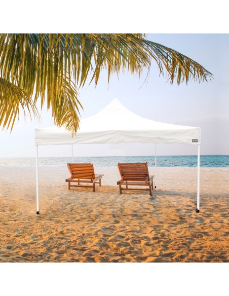 Gazebo dobrável e regulável em altura em branco | Distria