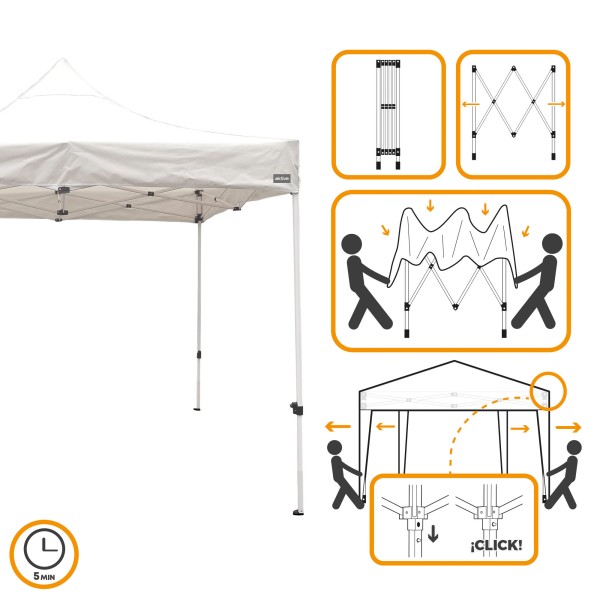 Gazebo dobrável e regulável em altura em branco | Distria