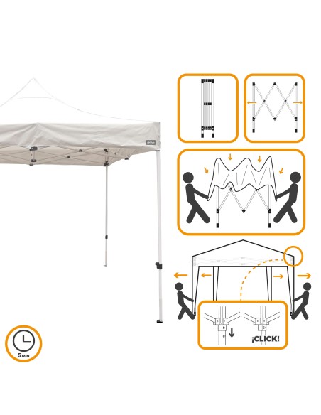 Gazebo dobrável e regulável em altura em branco | Distria