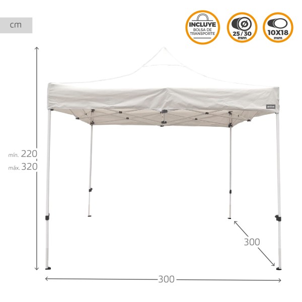 Gazebo dobrável e regulável em altura em branco | Distria