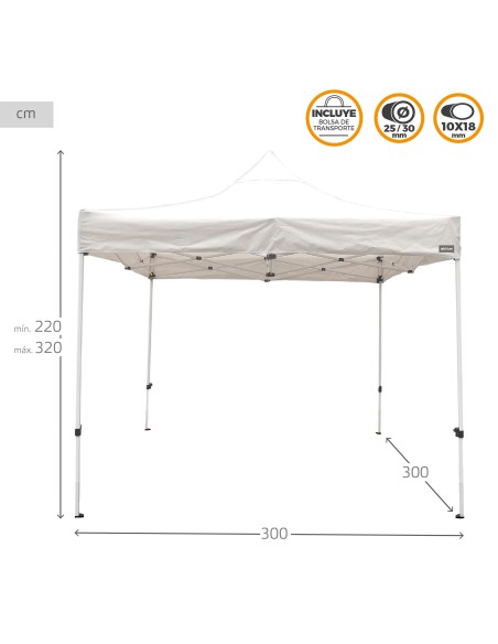 Gazebo dobrável e regulável em altura em branco | Distria
