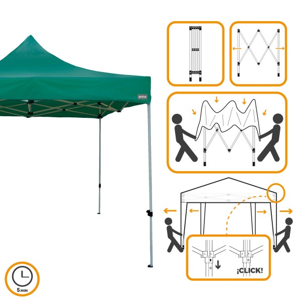 Gazebo verde dobrável, ajustável em altura | Distria
