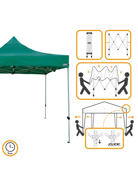 Gazebo verde dobrável, ajustável em altura | Distria