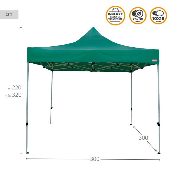 Gazebo verde dobrável, ajustável em altura | Distria