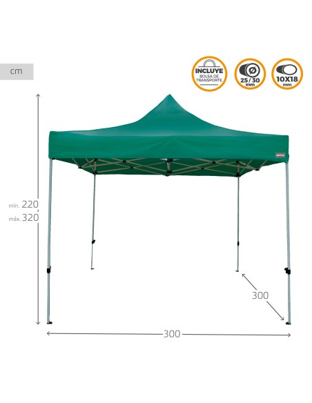 Gazebo verde dobrável, ajustável em altura | Distria