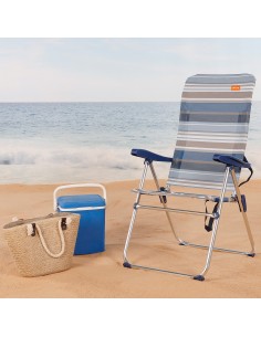Pack poupança de 2 cadeiras de praia azuis e brancas 47x66x108 cm | Distrito 2