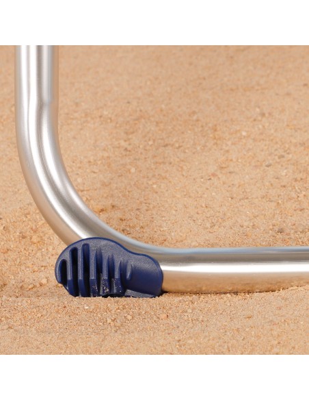 Pack poupança de 2 cadeiras de praia azuis e brancas 47x66x108 cm | Distrito
