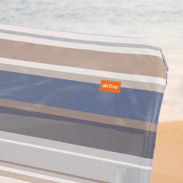 Pack poupança de 2 cadeiras de praia azuis e brancas 47x66x108 cm | Distrito