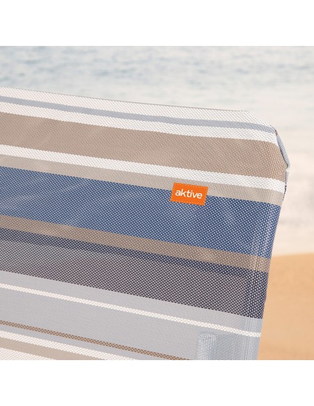 Pack poupança de 2 cadeiras de praia azuis e brancas 47x66x108 cm | Distrito