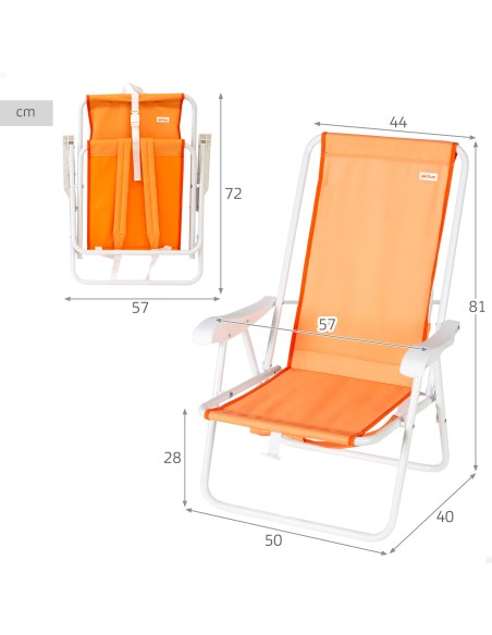 Cadeira de praia dobrável com encosto alto e mochila Aktive | Distria