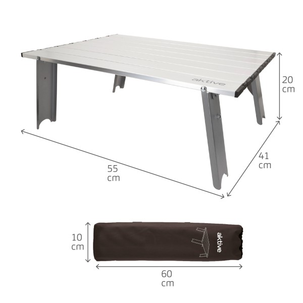 Mesa de campismo dobrável pequena, alumínio, ultra-leve | Distria