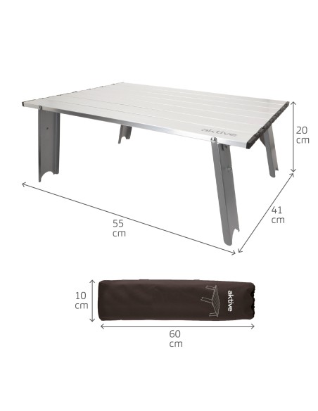 Mesa de campismo dobrável pequena, alumínio, ultra-leve | Distria