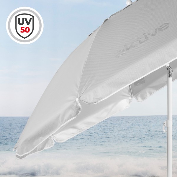 Guarda-sol de praia cinzento D220 cm UV50 Aktive | Distria
