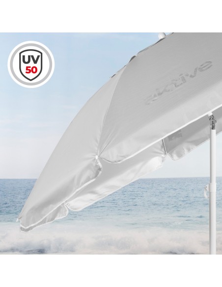 Guarda-sol de praia cinzento D220 cm UV50 Aktive | Distria