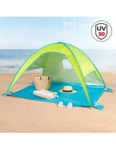 Tenda corta-vento de praia verde e azul com UV50 Aktive | Distria 2