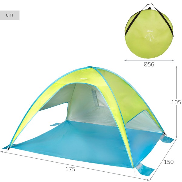 Tenda corta-vento de praia verde e azul com UV50 Aktive | Distria