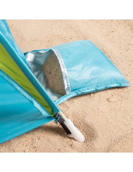 Tenda corta-vento de praia verde e azul com UV50 Aktive | Distria