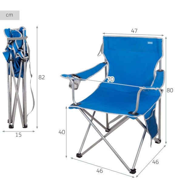 Cadeira de camping dobrável azul Aktive | Distria