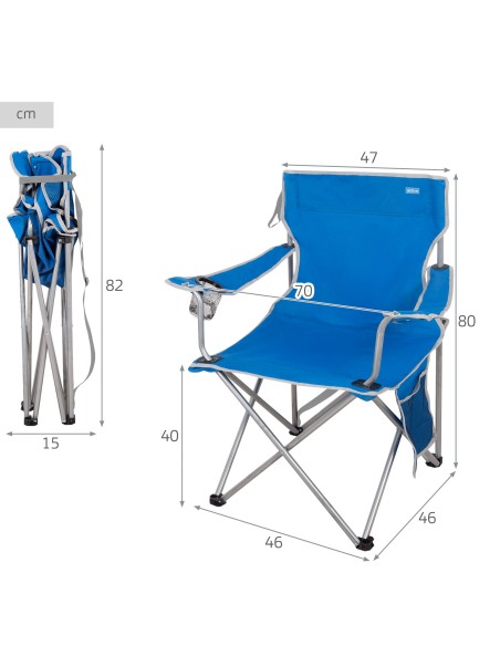 Cadeira de camping dobrável azul Aktive | Distria