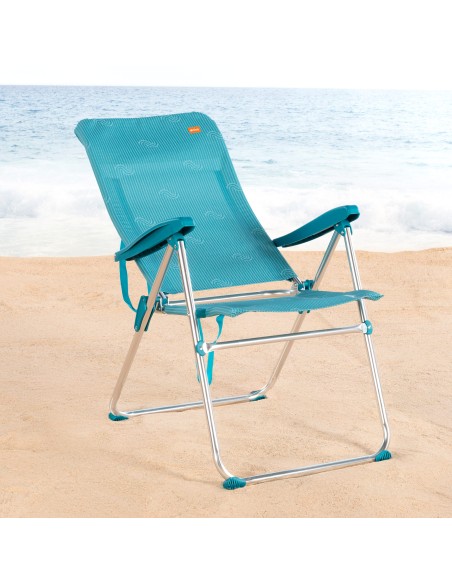 Cadeira de praia dobrável alta, 5 posições Aktive | Distria