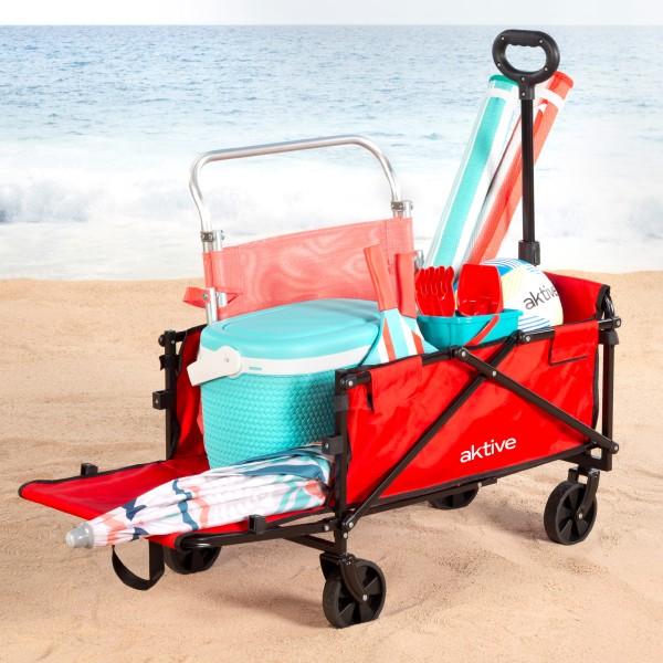 Carrinho de praia vermelho Aktive 4 rodas | Distria