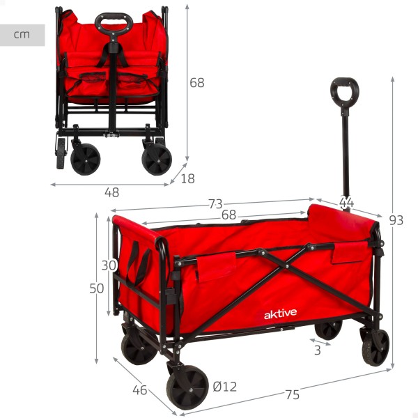 Carrinho de praia vermelho Aktive 4 rodas | Distria
