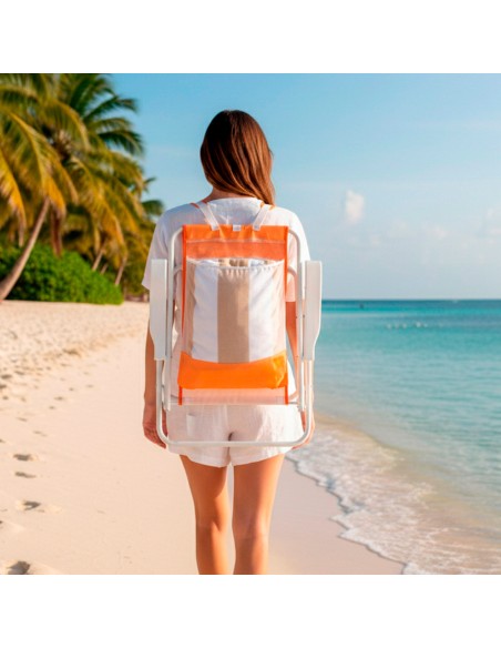 Cadeira de praia dobrável com encosto alto e mochila Aktive | Distria