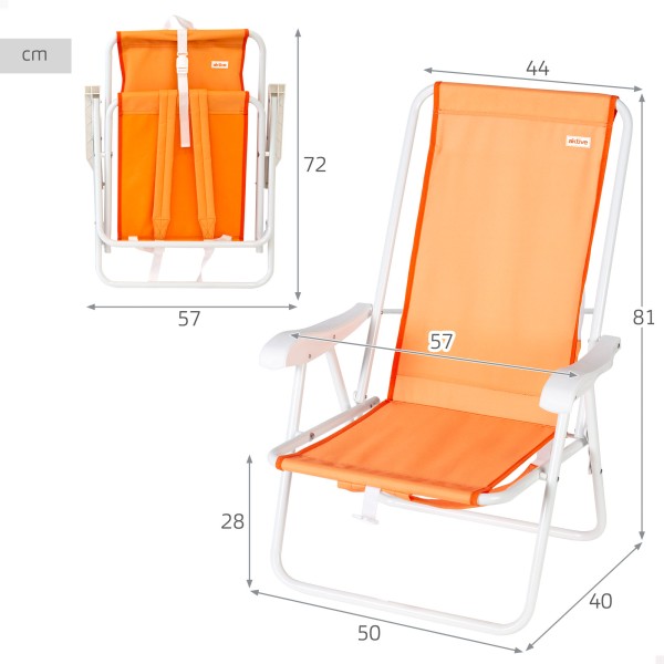 Cadeira de praia dobrável com encosto alto e mochila Aktive | Distria