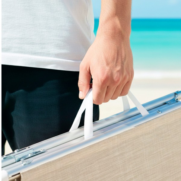 Espreguiçadeira de praia bege, 5 posições, 186x49x30 cm | Distria