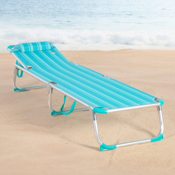 Espreguiçadeira de praia turquesa, 5 posições, 186x49x30 cm | Distria
