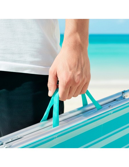 Espreguiçadeira de praia turquesa, 5 posições, 186x49x30 cm | Distria