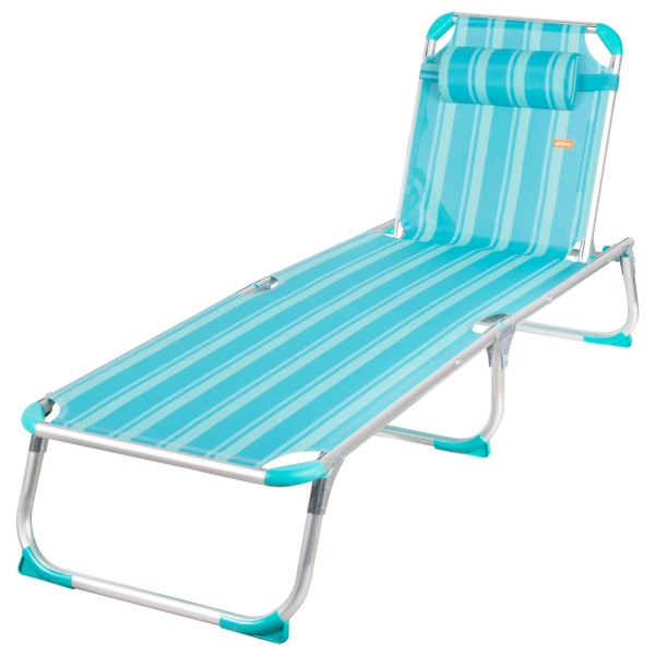 Espreguiçadeira de praia turquesa, 5 posições, 186x49x30 cm | Distria