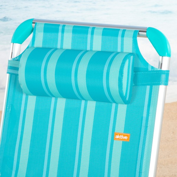 Espreguiçadeira de praia turquesa, 5 posições, 186x49x30 cm | Distria