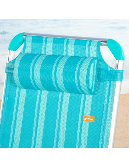 Espreguiçadeira de praia turquesa, 5 posições, 186x49x30 cm | Distria