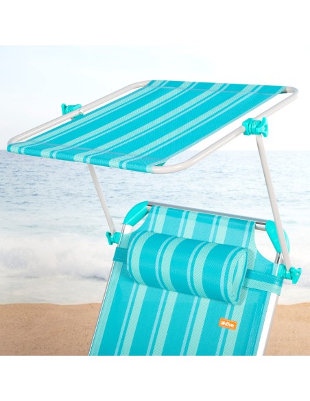 Espreguiçadeira de praia turquesa guarda-sol 186x49x30 cm | Distria