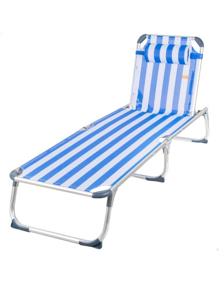 Espreguiçadeira náutica de praia, 5 posições, 186x49x30 cm | Distria